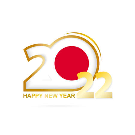 Year 2022 with Japan Flag pattern. Happy New Year Design. Vector Illustration.のイラスト素材