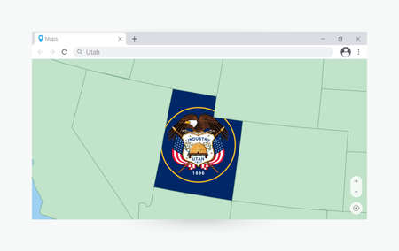 Browser window with map of Utah, searching  Utah in internet. Modern browser window template.のイラスト素材