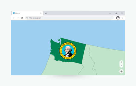 Browser window with map of Washington, searching  Washington in internet. Modern browser window template.のイラスト素材