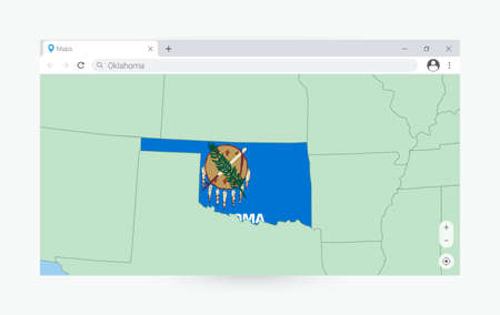 Browser window with map of Oklahoma, searching  Oklahoma in internet. Modern browser window template.のイラスト素材