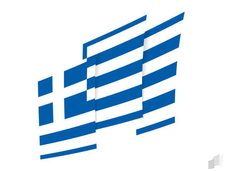 Greece flag in an abstract ripped design. Modern design of the Greece flag. Vector icon.のイラスト素材