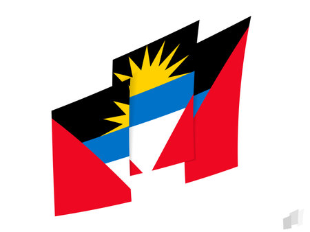Antigua and Barbuda flag in an abstract ripped design. Modern design of the Antigua and Barbuda flag. Vector icon.のイラスト素材