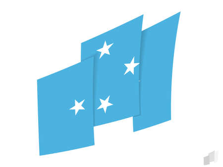 Micronesia flag in an abstract ripped design. Modern design of the Micronesia flag. Vector icon.のイラスト素材