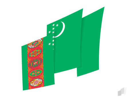 Turkmenistan flag in an abstract ripped design. Modern design of the Turkmenistan flag. Vector icon.のイラスト素材