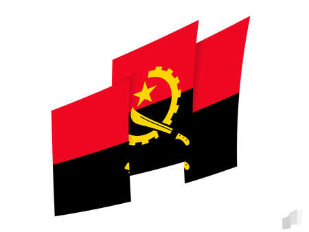 Angola flag in an abstract ripped design. Modern design of the Angola flag. Vector icon.のイラスト素材