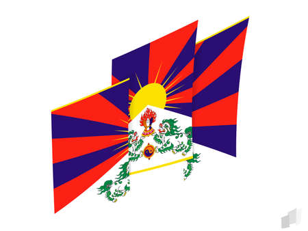 Tibet flag in an abstract ripped design. Modern design of the Tibet flag. Vector icon.のイラスト素材
