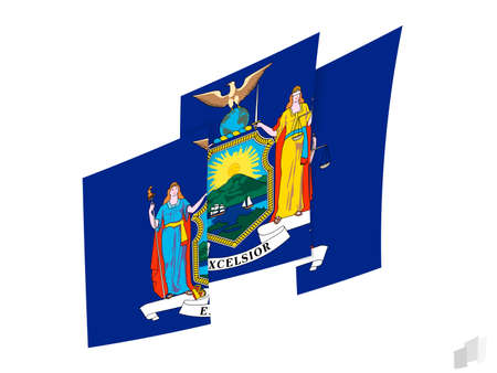 New York flag in an abstract ripped design. Modern design of the New York flag. Vector icon.のイラスト素材