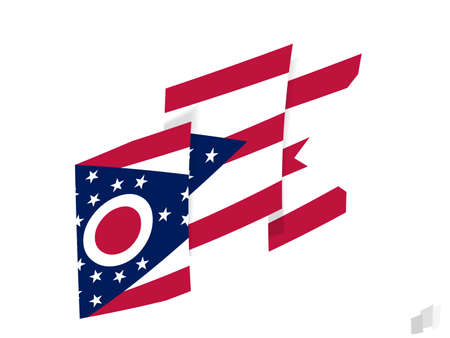 Ohio flag in an abstract ripped design. Modern design of the Ohio flag. Vector icon.のイラスト素材