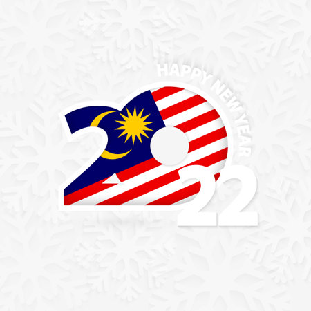 Happy New Year 2022 for Malaysia on snowflake background. Greeting Malaysia with new 2022 year.のイラスト素材