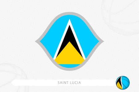Saint Lucia flag for basketball competition on gray basketball background. Sports vector illustration.のイラスト素材