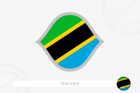 Tanzania flag for basketball competition on gray basketball background. Sports vector illustration.のイラスト素材