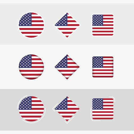 USA flag icons set, vector flag of USA. Three versions of icon.のイラスト素材