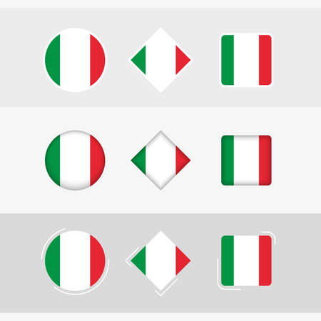 Italy flag icons set, vector flag of Italy. Three versions of icon.のイラスト素材