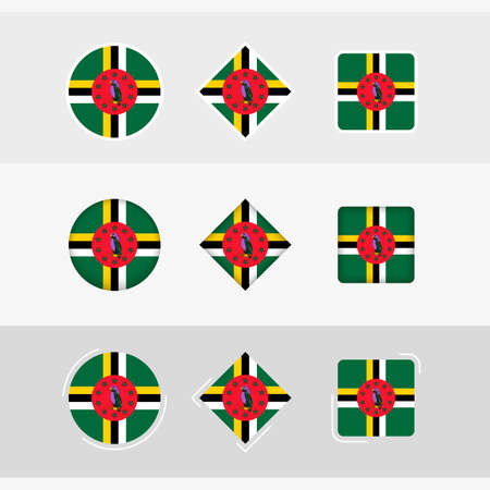Dominica flag icons set, vector flag of Dominica. Three versions of icon.のイラスト素材