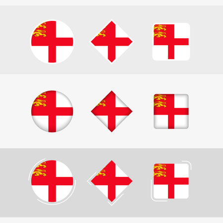 Sark flag icons set, vector flag of Sark. Three versions of icon.のイラスト素材