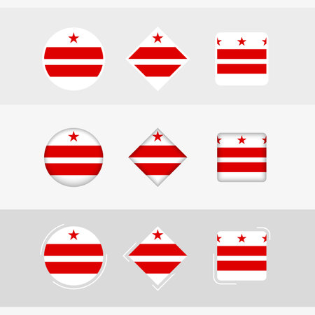 District of Columbia flag icons set, vector flag of District of Columbia. Three versions of icon.のイラスト素材