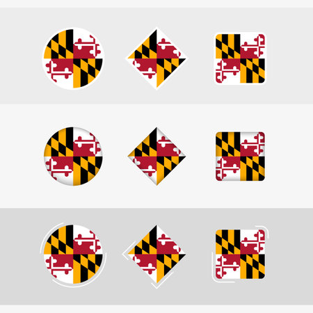 Maryland flag icons set, vector flag of Maryland. Three versions of icon.のイラスト素材