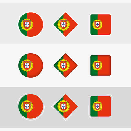 Portugal flag icons set, vector flag of Portugal. Three versions of icon.のイラスト素材