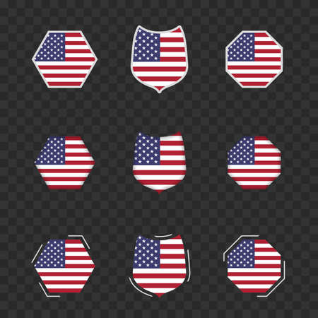 National symbols of USA on a dark transparent background, vector flags of USA. Vector illustration.のイラスト素材