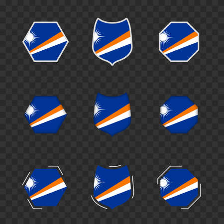 National symbols of Marshall Islands on a dark transparent background, vector flags of Marshall Islands. Vector illustration.のイラスト素材