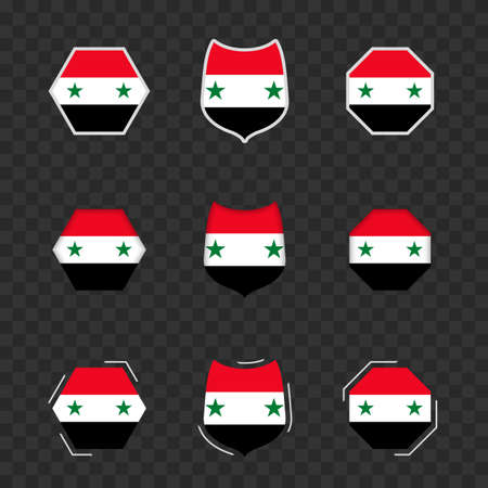 National symbols of Syria on a dark transparent background, vector flags of Syria. Vector illustration.のイラスト素材