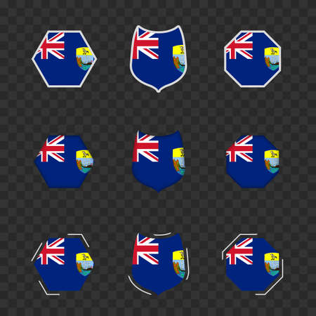 National symbols of Saint Helena on a dark transparent background, vector flags of Saint Helena. Vector illustration.のイラスト素材