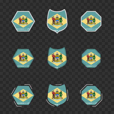 National symbols of Delaware on a dark transparent background, vector flags of Delaware. Vector illustration.のイラスト素材