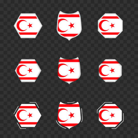 National symbols of Northern Cyprus on a dark transparent background, vector flags of Northern Cyprus. Vector illustration.のイラスト素材