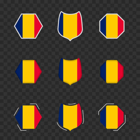 National symbols of Chad on a dark transparent background, vector flags of Chad. Vector illustration.のイラスト素材