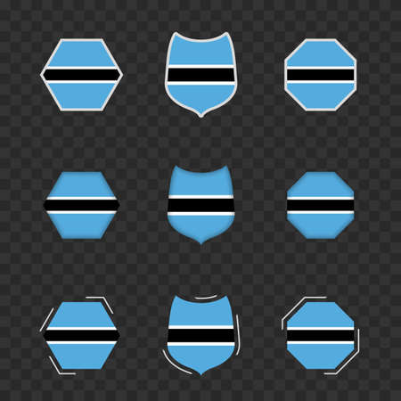 National symbols of Botswana on a dark transparent background, vector flags of Botswana. Vector illustration.のイラスト素材