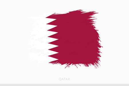 Grunge flag of Qatar, vector abstract grunge brushed flag of Qatar on gray background.のイラスト素材