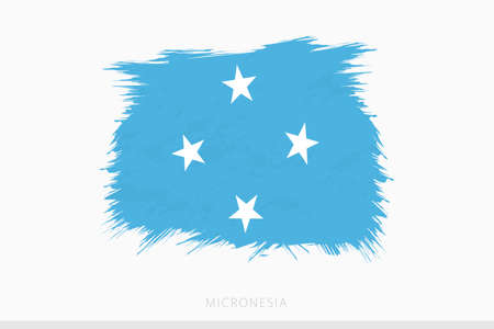 Grunge flag of Micronesia, vector abstract grunge brushed flag of Micronesia on gray background.のイラスト素材