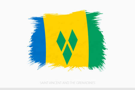 Grunge flag of Saint Vincent and the Grenadines, vector abstract grunge brushed flag of Saint Vincent and the Grenadines on gray background.のイラスト素材