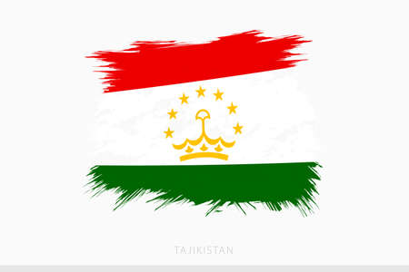Grunge flag of Tajikistan, vector abstract grunge brushed flag of Tajikistan on gray background.のイラスト素材