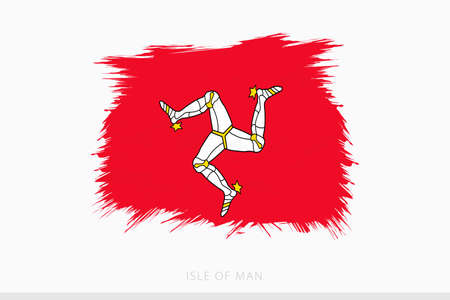 Grunge flag of Isle of Man, vector abstract grunge brushed flag of Isle of Man on gray background.のイラスト素材