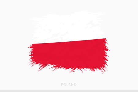 Grunge flag of Poland, vector abstract grunge brushed flag of Poland on gray background.のイラスト素材