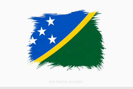 Grunge flag of Solomon Islands, vector abstract grunge brushed flag of Solomon Islands on gray background.のイラスト素材