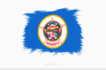 Grunge flag of Minnesota, vector abstract grunge brushed flag of Minnesota on gray background.のイラスト素材