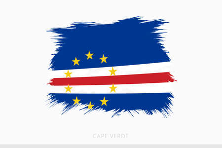 Grunge flag of Cape Verde, vector abstract grunge brushed flag of Cape Verde on gray background.のイラスト素材