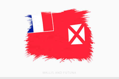 Grunge flag of Wallis and Futuna, vector abstract grunge brushed flag of Wallis and Futuna on gray background.のイラスト素材