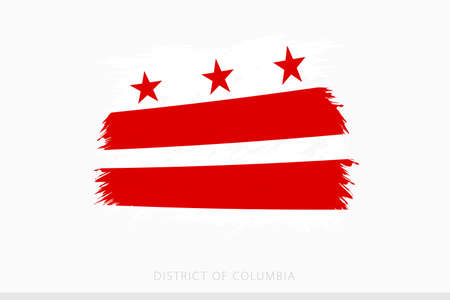 Grunge flag of District of Columbia, vector abstract grunge brushed flag of District of Columbia on gray background.のイラスト素材