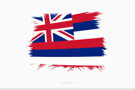 Grunge flag of Hawaii, vector abstract grunge brushed flag of Hawaii on gray background.のイラスト素材
