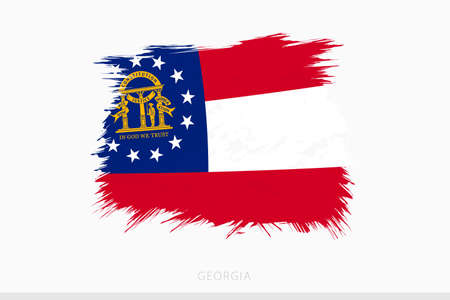 Grunge flag of Georgia, vector abstract grunge brushed flag of Georgia on gray background.のイラスト素材