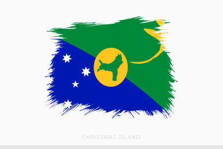 Grunge flag of Christmas Island, vector abstract grunge brushed flag of Christmas Island on gray background.のイラスト素材