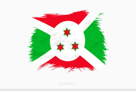 Grunge flag of Burundi, vector abstract grunge brushed flag of Burundi on gray background.のイラスト素材