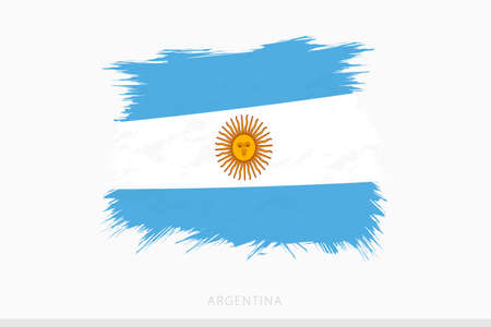 Grunge flag of Argentina, vector abstract grunge brushed flag of Argentina on gray background.のイラスト素材