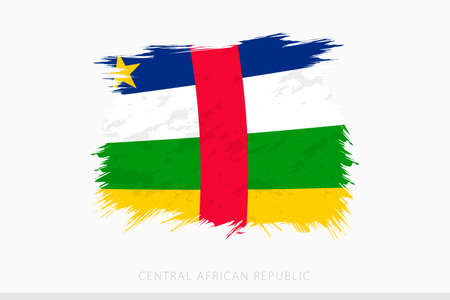 Grunge flag of Central African Republic, vector abstract grunge brushed flag of Central African Republic on gray background.のイラスト素材