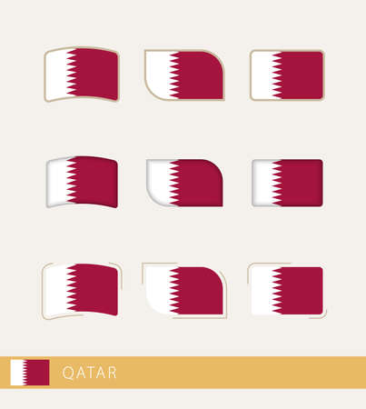 Vector flags of Qatar, collection of Qatar flags. Vector icon.のイラスト素材