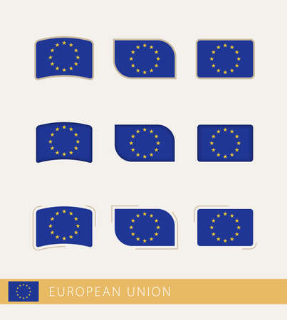 Vector flags of European Union, collection of European Union flags. Vector icon.のイラスト素材