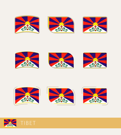 Vector flags of Tibet, collection of Tibet flags. Vector icon.のイラスト素材
